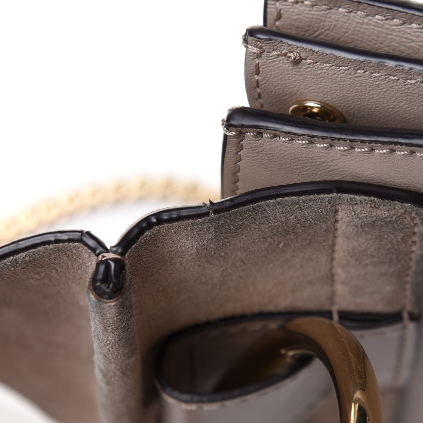 Suede Calfskin Mini Faye Bracelet Bag Motty Grey