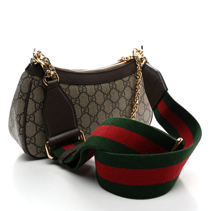 Gucci GG Supreme Monogram Textured Dollar Calfskin Web Small Ophidia GG Handbag Beige Ebony New Acero 2 of 9