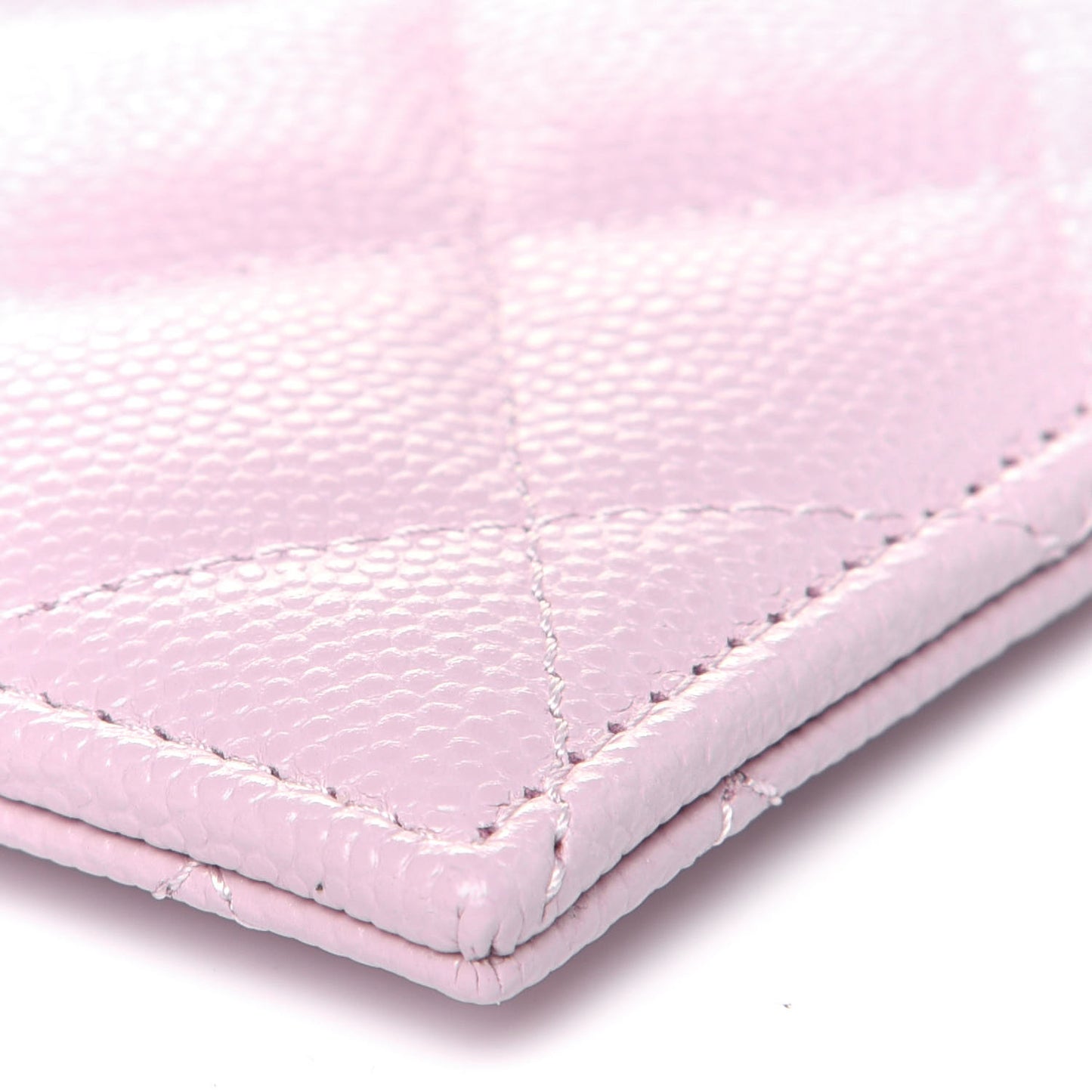Caviar Quilted CC Zip Card Holder Light Pink