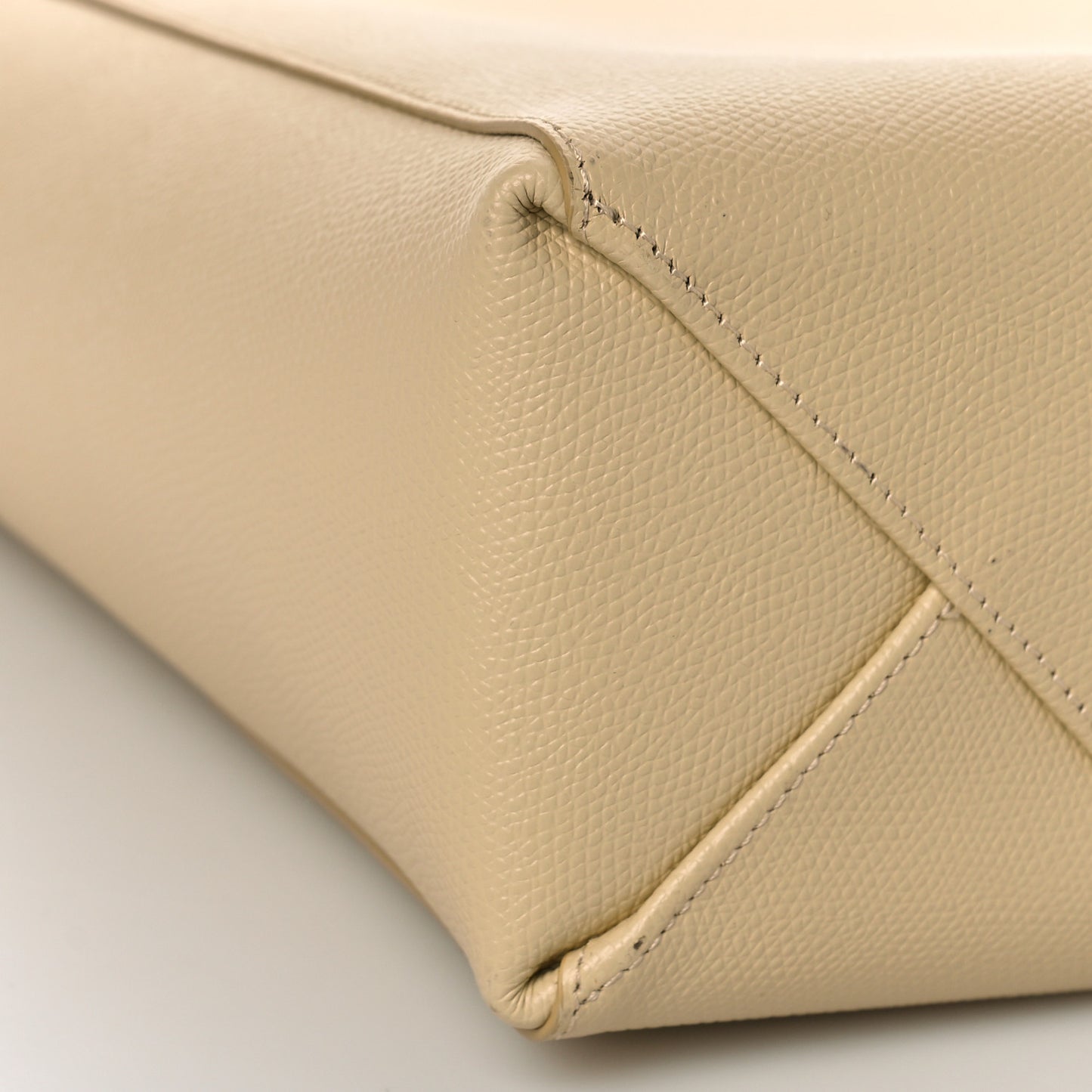 Grained Calfskin Small Vertical Cabas Sand