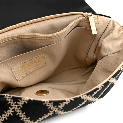 Chanel Satin Wild Stitch Medium Single Flap Black Beige 6 of 11