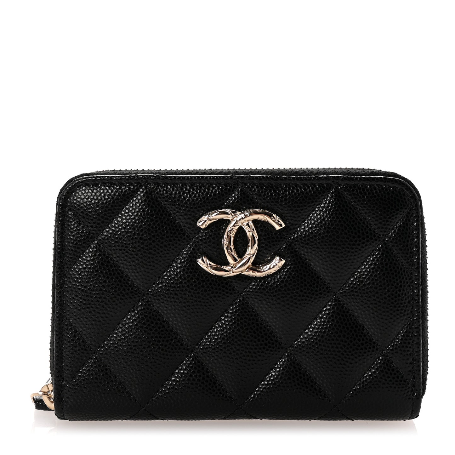 Caviar Quilted XL CC Zip Around Card Holder Black