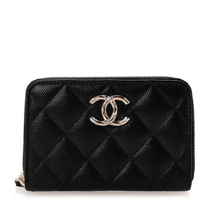 Chanel Caviar Quilted XL CC Zip Around Card Holder Black 1 of 8