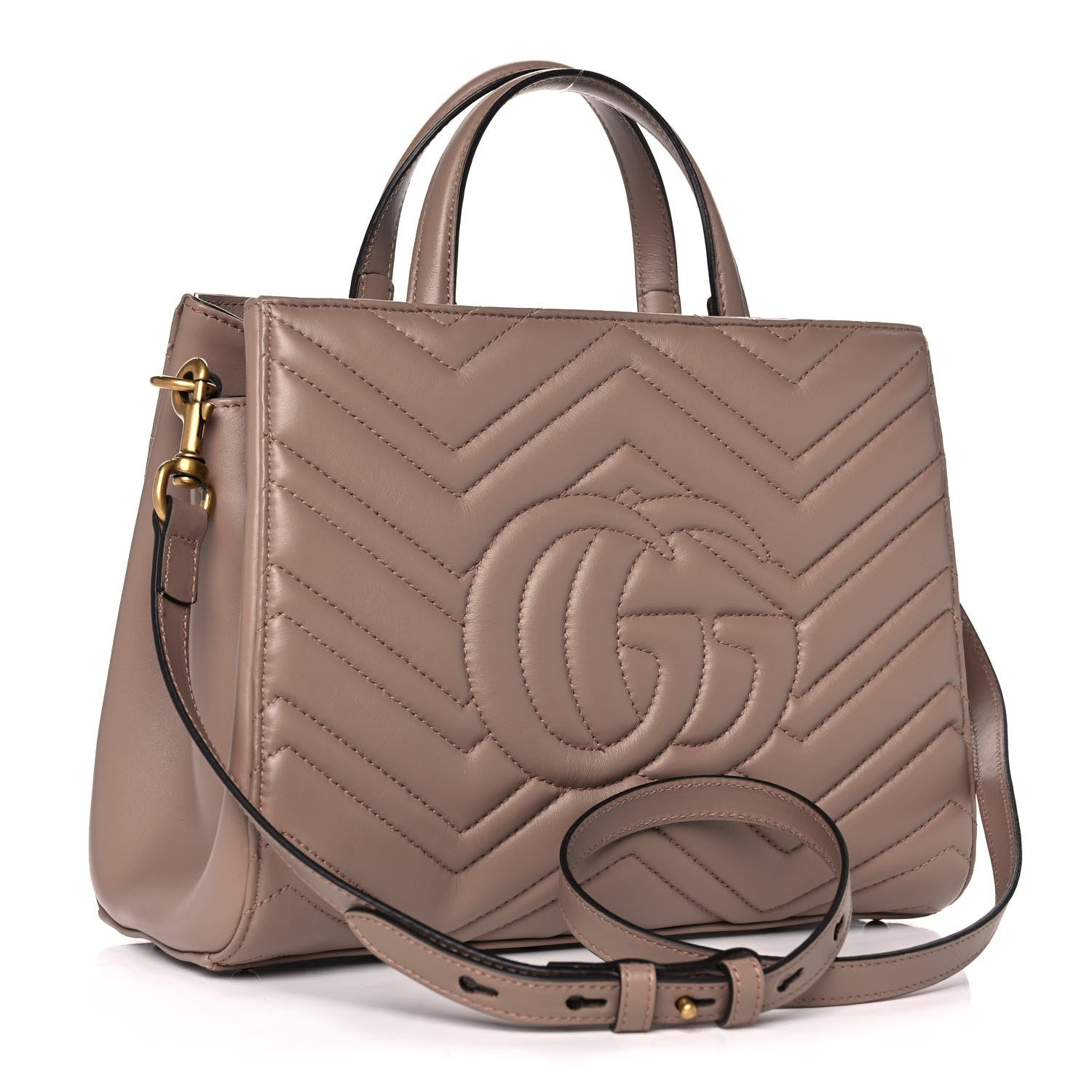 Gucci Calfskin Matelasse Small GG Marmont Tote Porcelain Rose 3 of 11