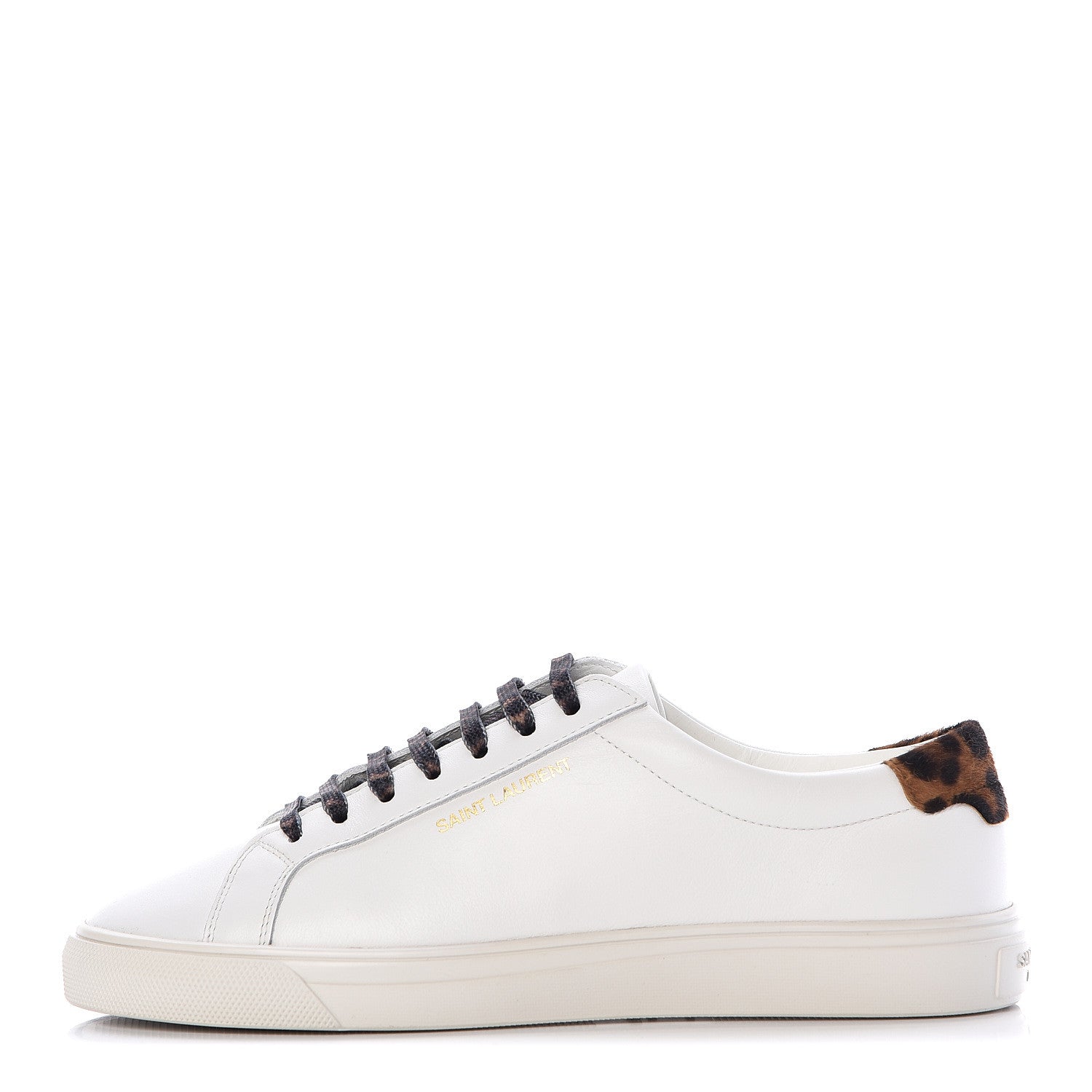 Saint Laurent Calfskin Pony Hair Leopard Print Andy Low Top Sneakers 36.5 Optic White 1 of 16