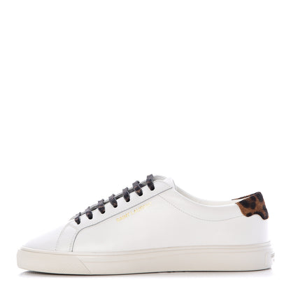 Saint Laurent Calfskin Pony Hair Leopard Print Andy Low Top Sneakers 36.5 Optic White 1 of 16
