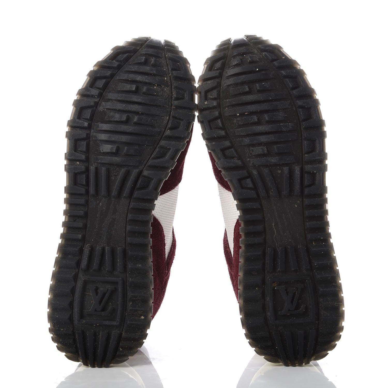 Louis Vuitton Suede Calfskin Run Away Sneakers 35 Burgundy White 5 of 11
