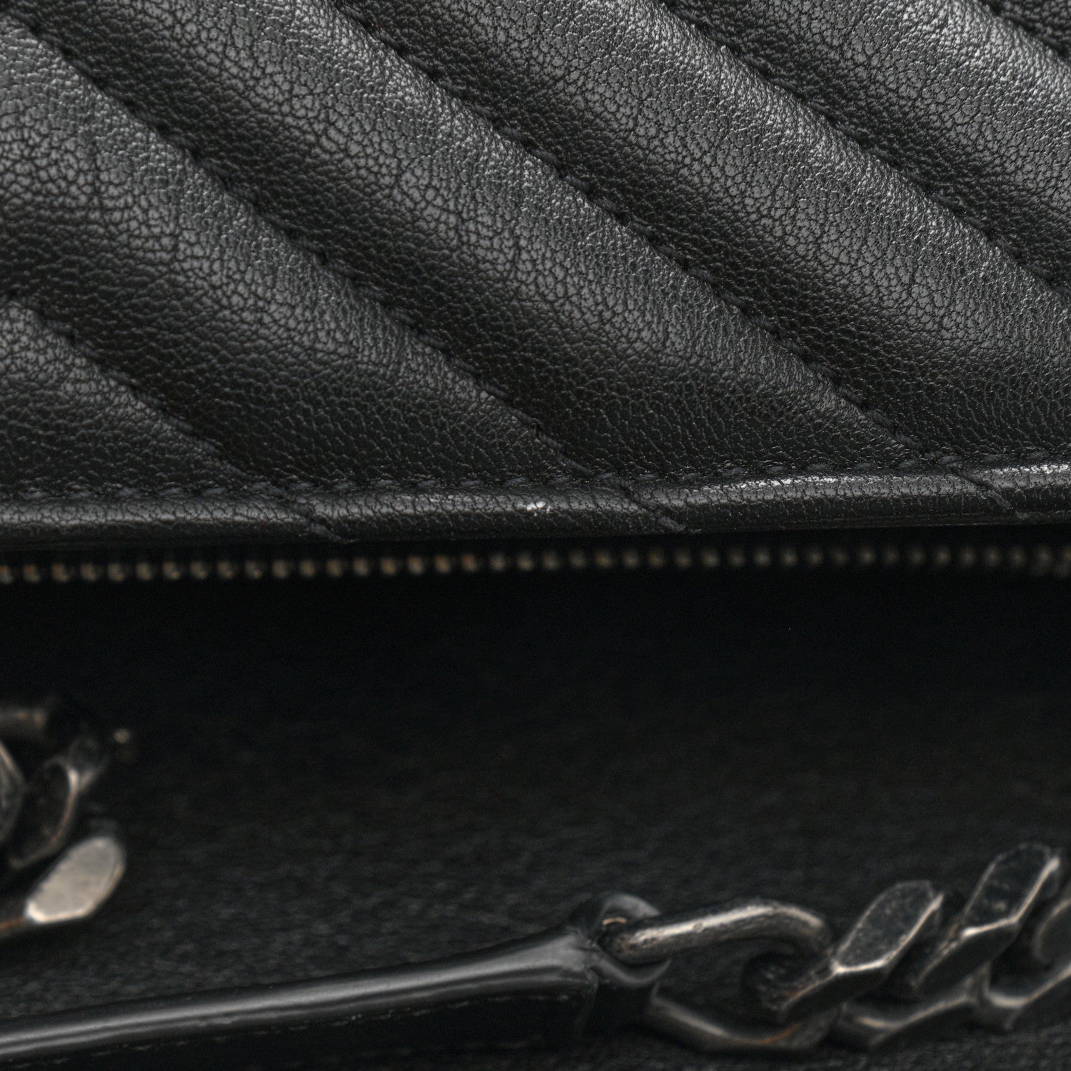 Saint Laurent Sheepskin Matelasse Chevron Monogram Large College Satchel Black 12 of 12