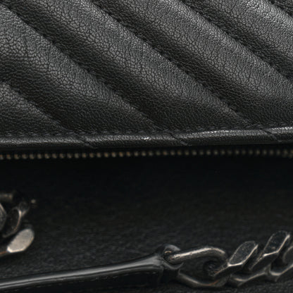 Saint Laurent Sheepskin Matelasse Chevron Monogram Large College Satchel Black 12 of 12