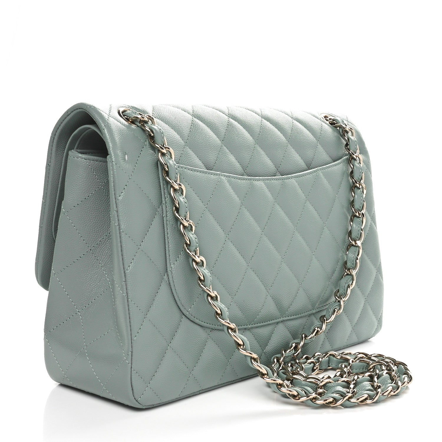 Chanel Caviar Quilted Jumbo Double Flap Dark Green 3 of 11