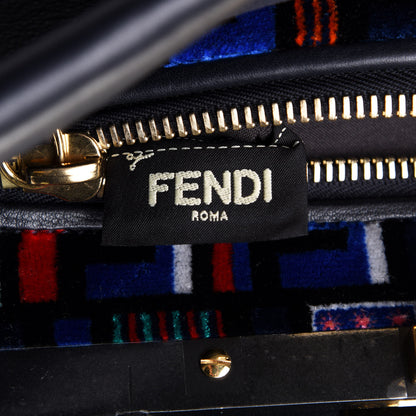 Fendi Calfskin Velvet Fun Fair Medium Peekaboo Iconic Satchel Night Blue Multicolor 7 of 11