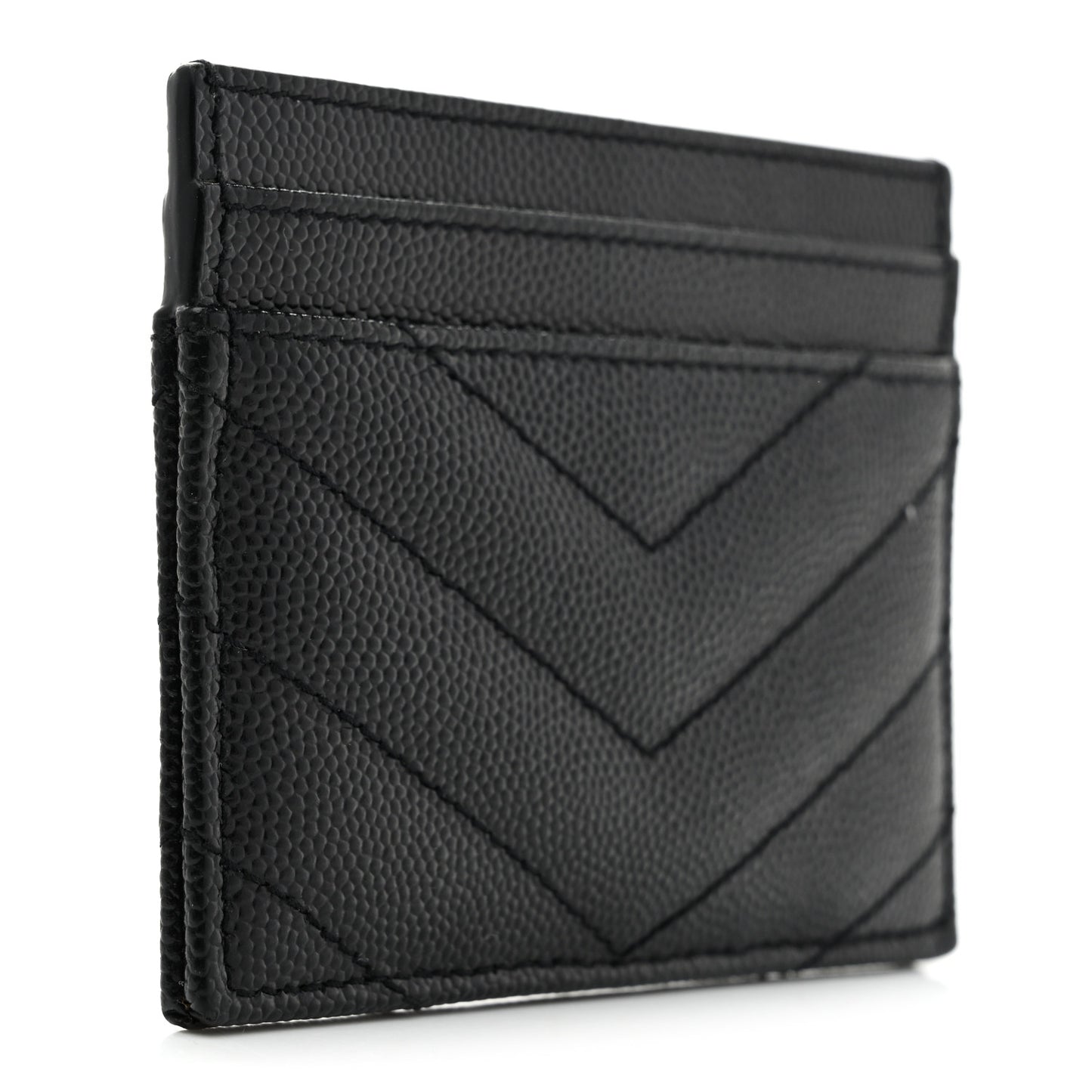 Grain De Poudre Matelasse Chevron Monogram Credit Card Case Black