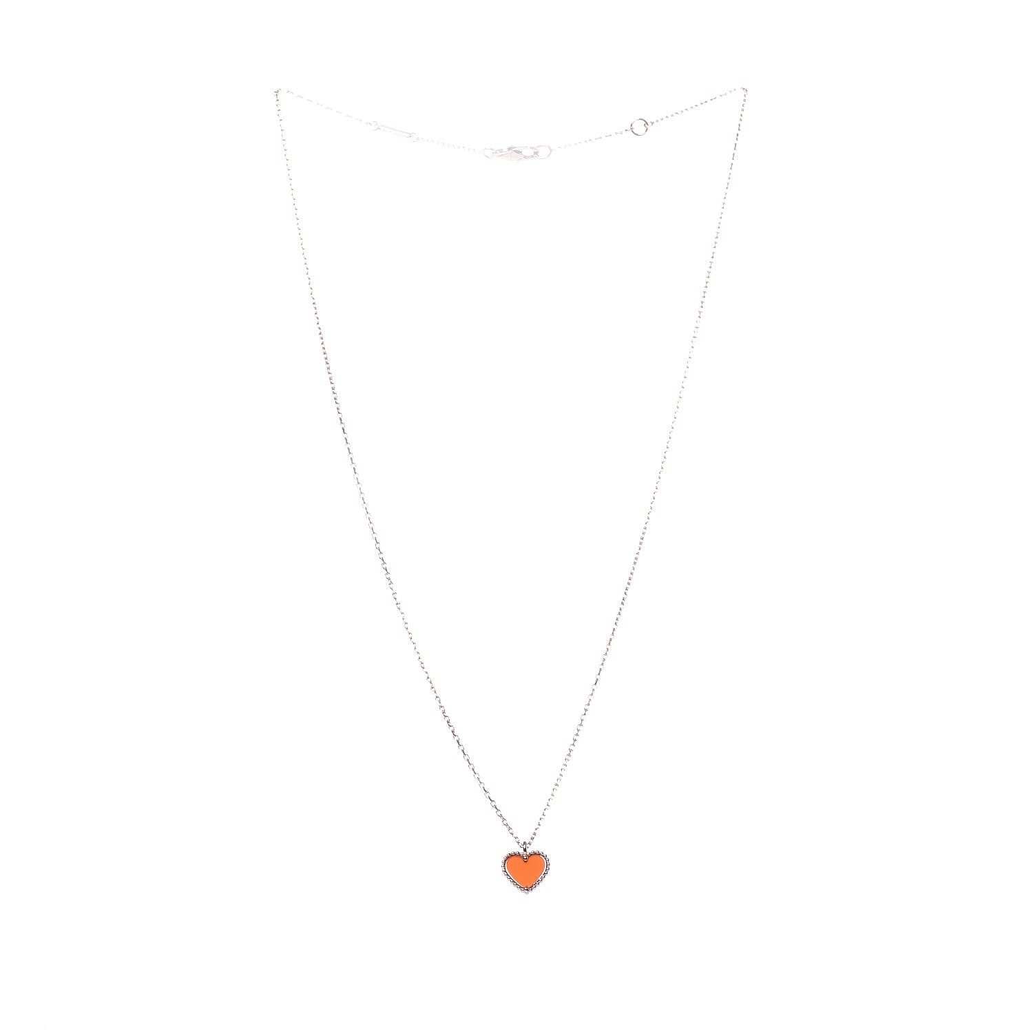 Van Cleef & Arpels 18K Rose Gold Carnelian Sweet Alhambra Heart Pendant Necklace 3 of 8