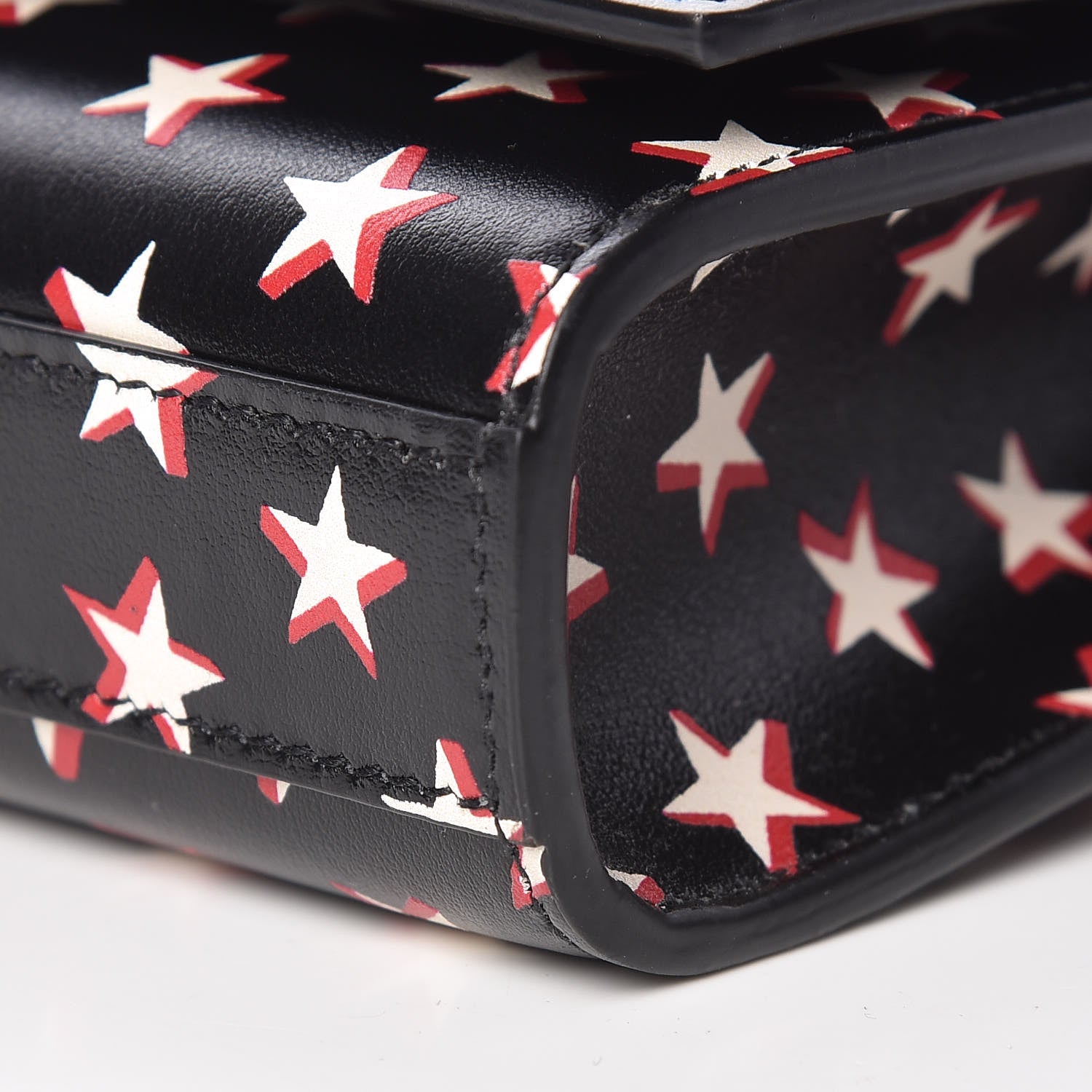 Saint Laurent Smooth Calfskin Star Print Monogram Kate Belt Bag Black Ivory Red 10 of 10