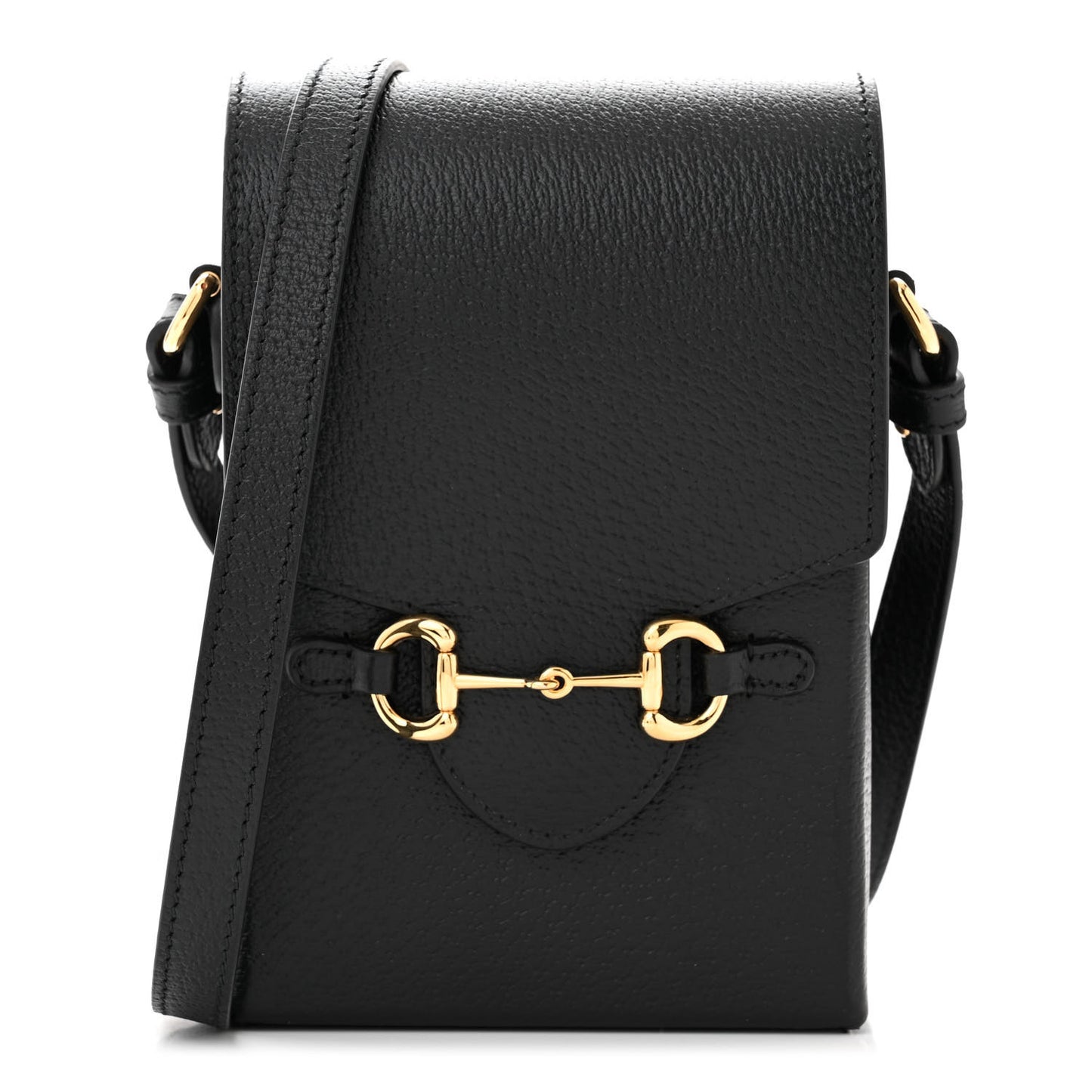 Dollar Calfskin Vertical Horsebit 1955 Crossbody Bag Black