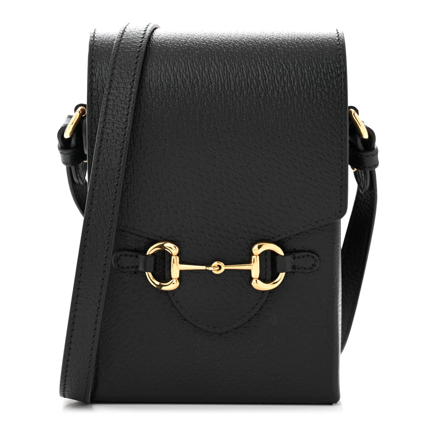 Gucci Dollar Calfskin Vertical Horsebit 1955 Crossbody Bag Black 1 of 9