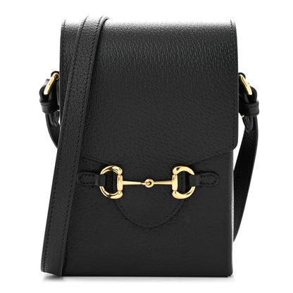 Gucci Dollar Calfskin Vertical Horsebit 1955 Crossbody Bag Black 1 of 9