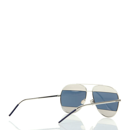 Christian Dior Metal Split 1 Aviator Sunglasses Silver Blue 4 of 7
