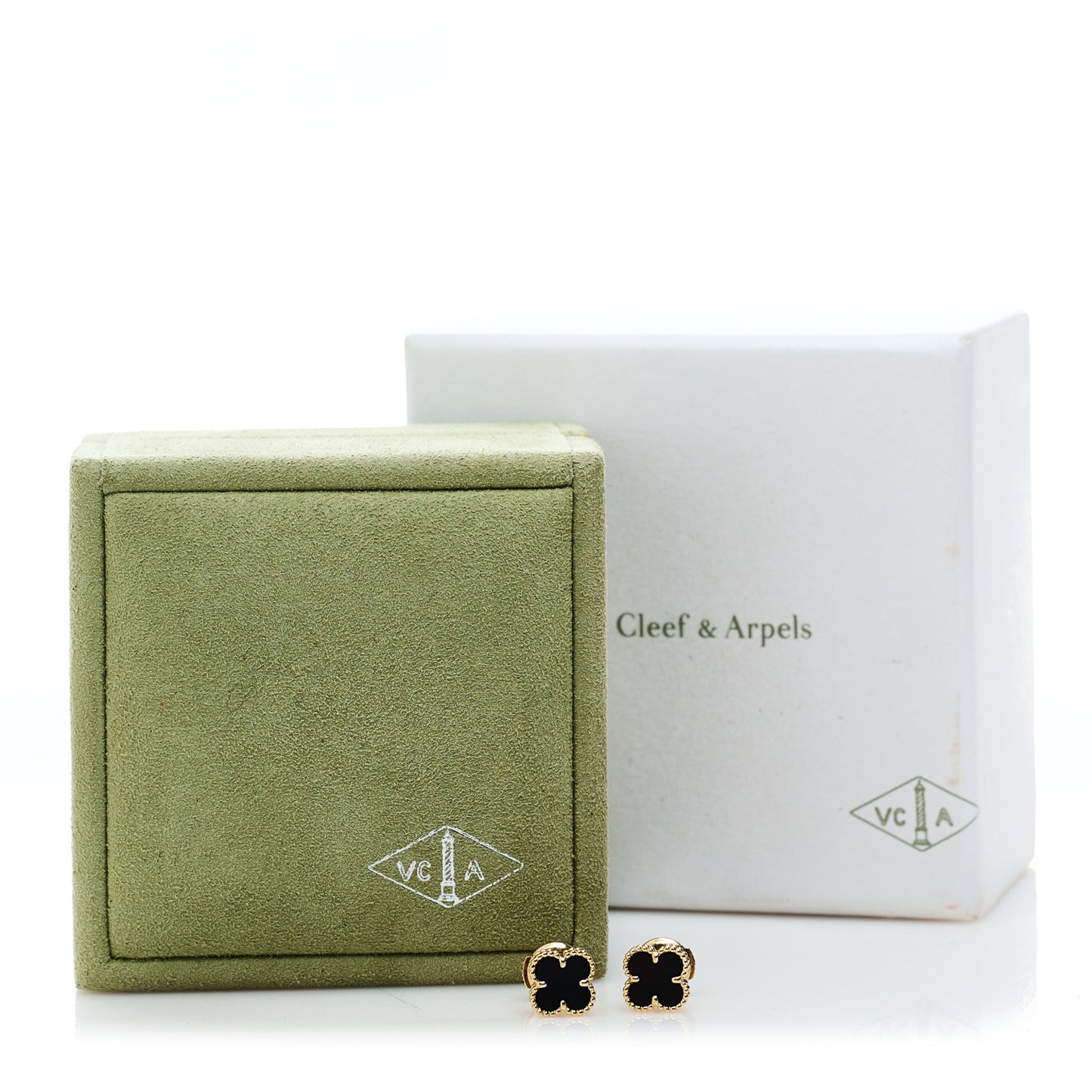 18K Yellow Gold Black Onyx Sweet Alhambra Earrings