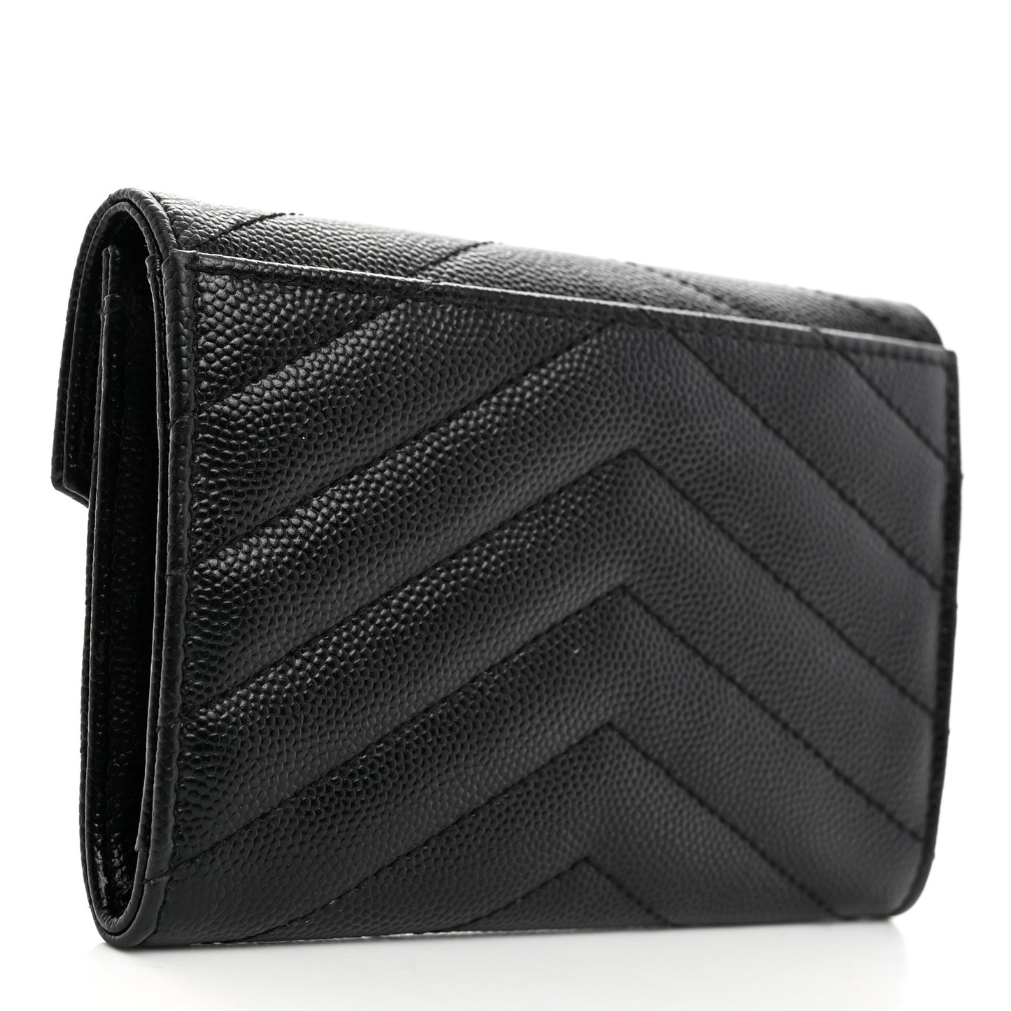 Grain De Poudre Matelasse Chevron Small Monogram Envelope Wallet Black