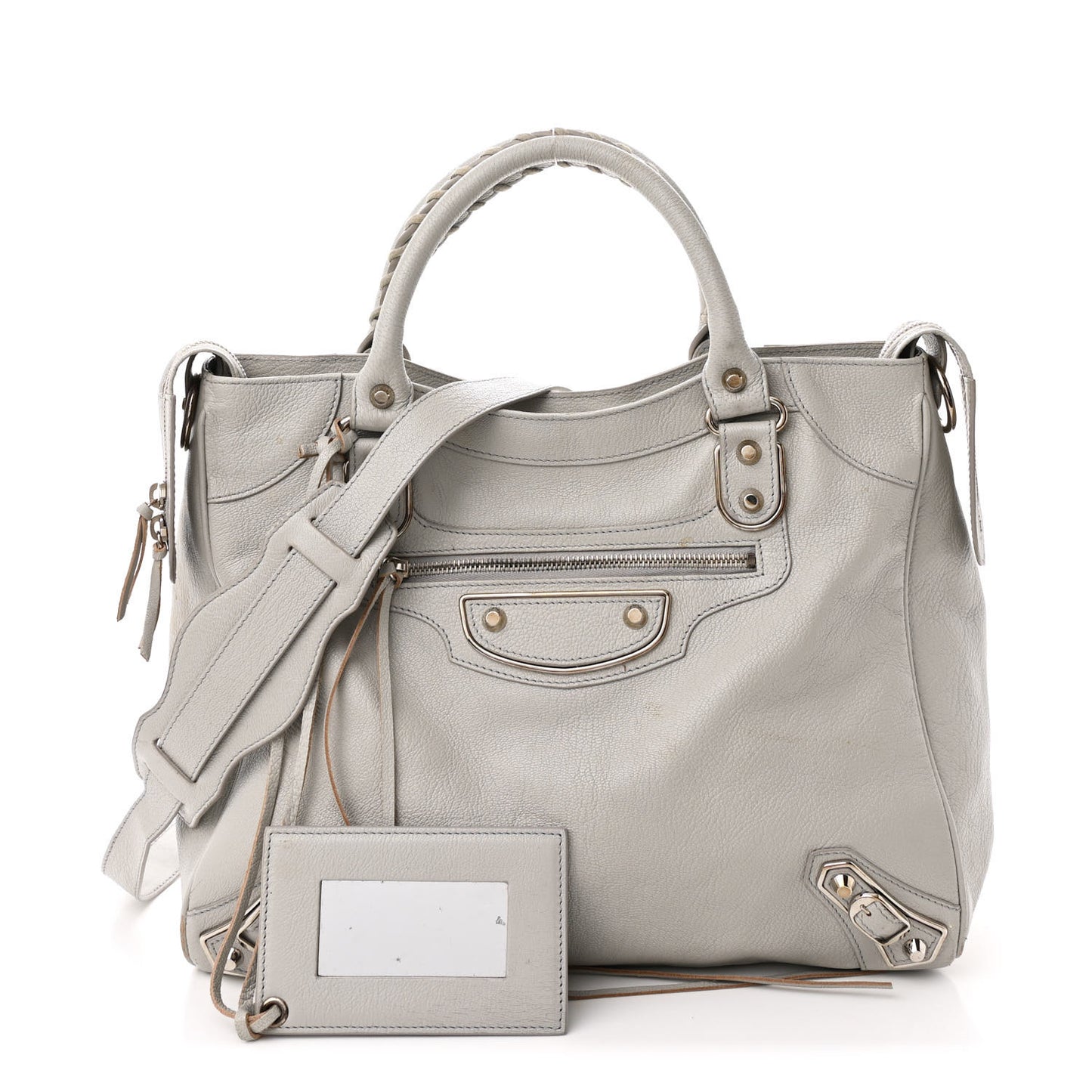 Chevre Silver Metallic Edge Hardware Velo Gris Perle