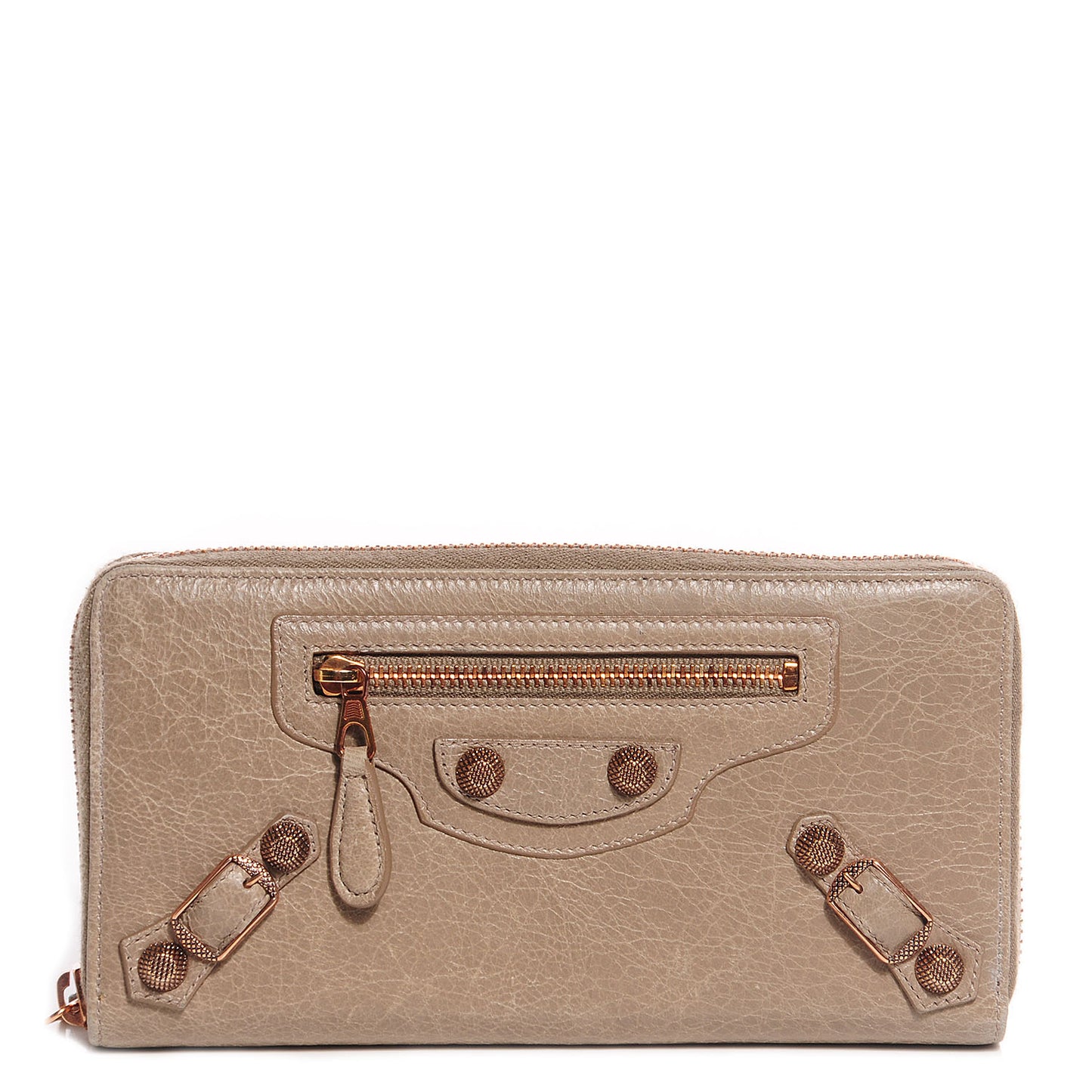 Agneau Giant 12 Rose Gold Hardware Money Wallet Papyrus