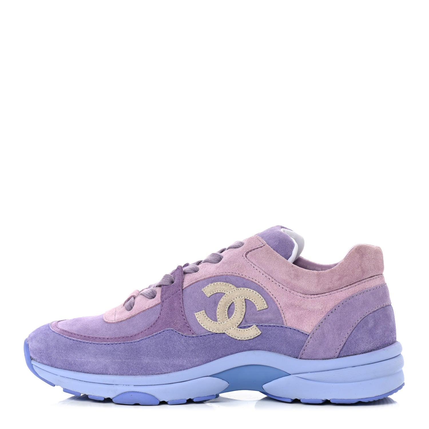 Chanel Nylon Lambskin Suede Calfskin CC Sneakers 40 Purple 1 of 12