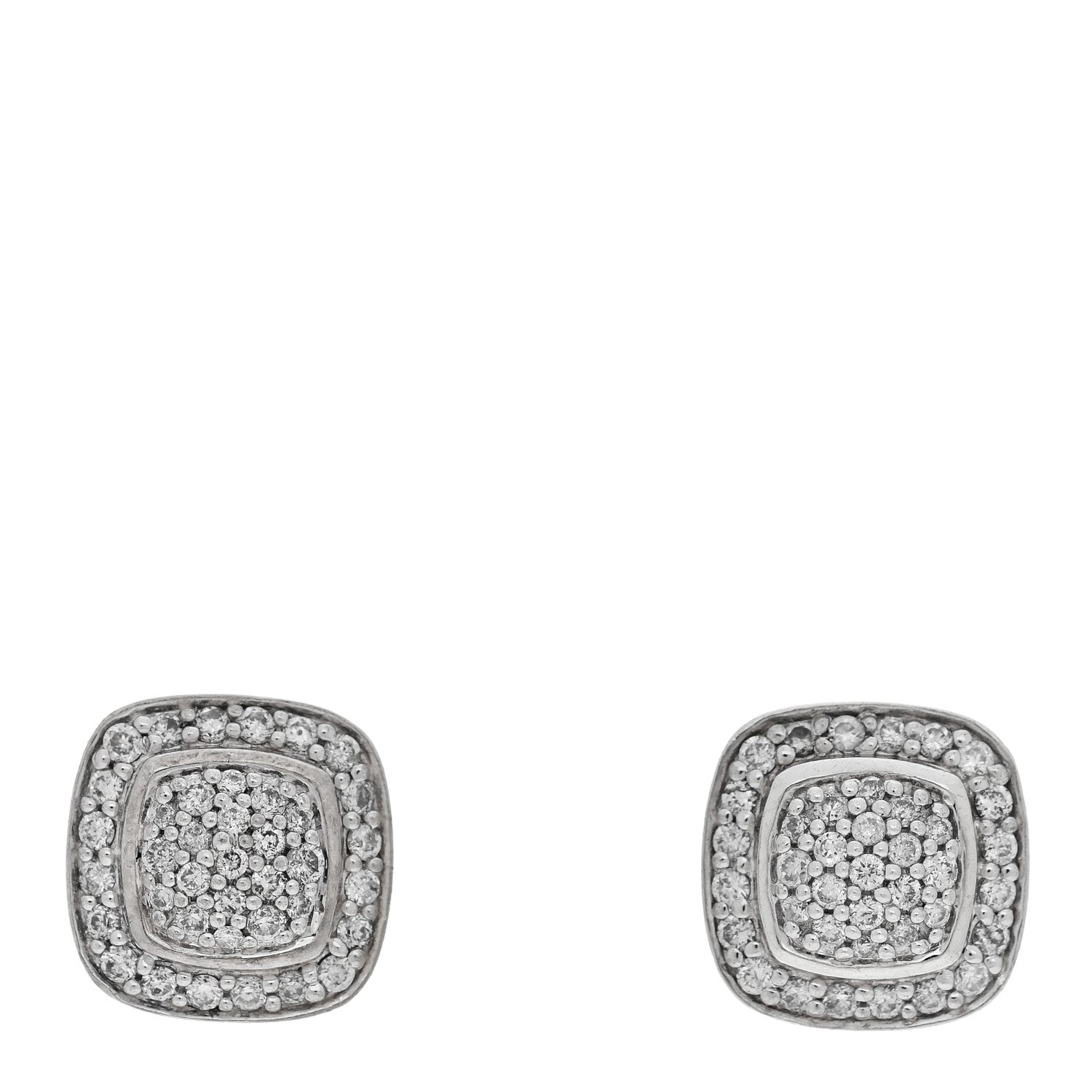 David Yurman Sterling Silver Diamond 5mm Pave Albion Earrings 1 of 4