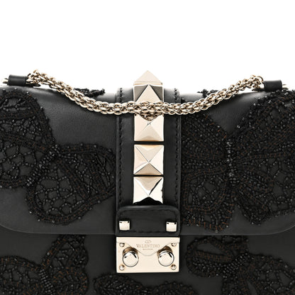 Valentino Garavani Vitello Beaded Butterfly Small Glam Lock Rockstud Flap Black 7 of 10