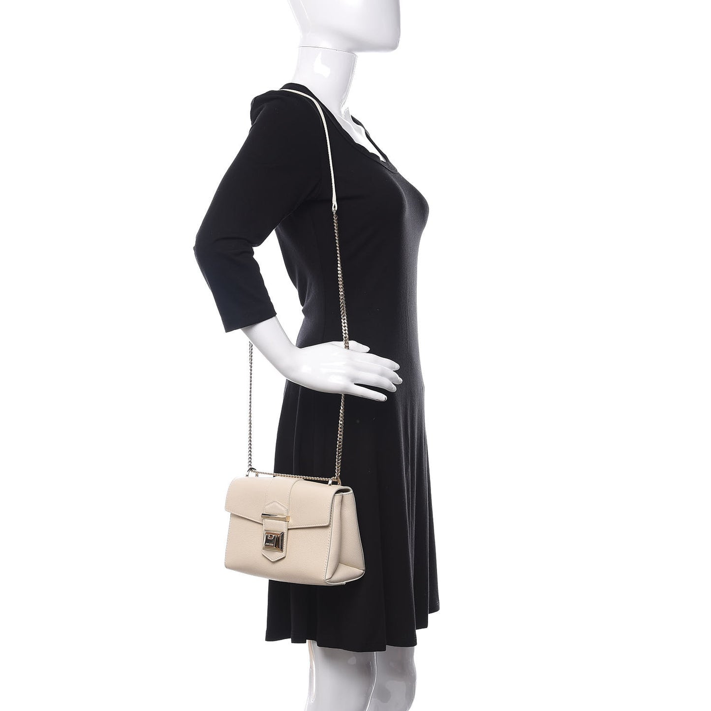 Grainy Calfskin Small Marianne Shoulder Bag Linen