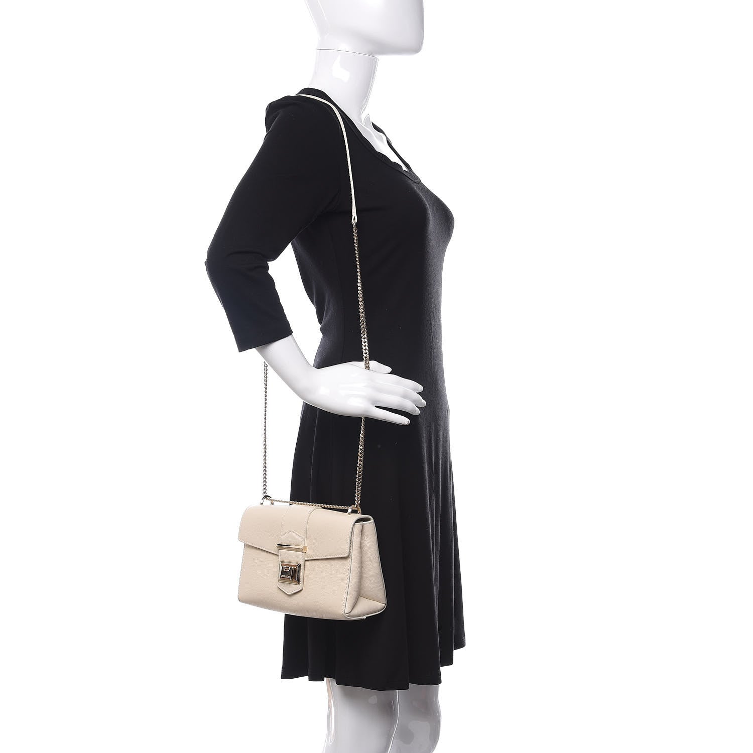 Jimmy Choo Grainy Calfskin Small Marianne Shoulder Bag Linen 2 of 9