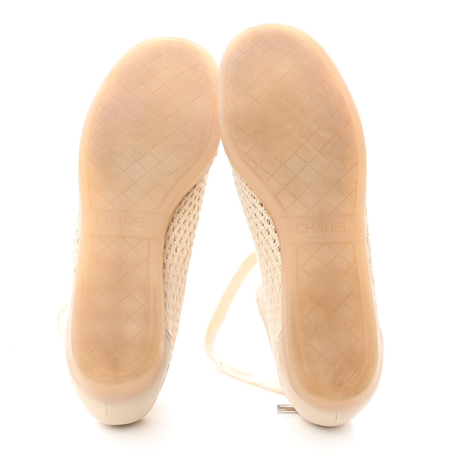 Lambskin Mesh Cap Toe CC Sneakers 41 Beige