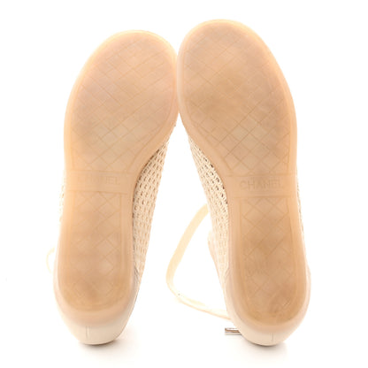 Chanel Lambskin Mesh Cap Toe CC Sneakers 41 Beige 5 of 8