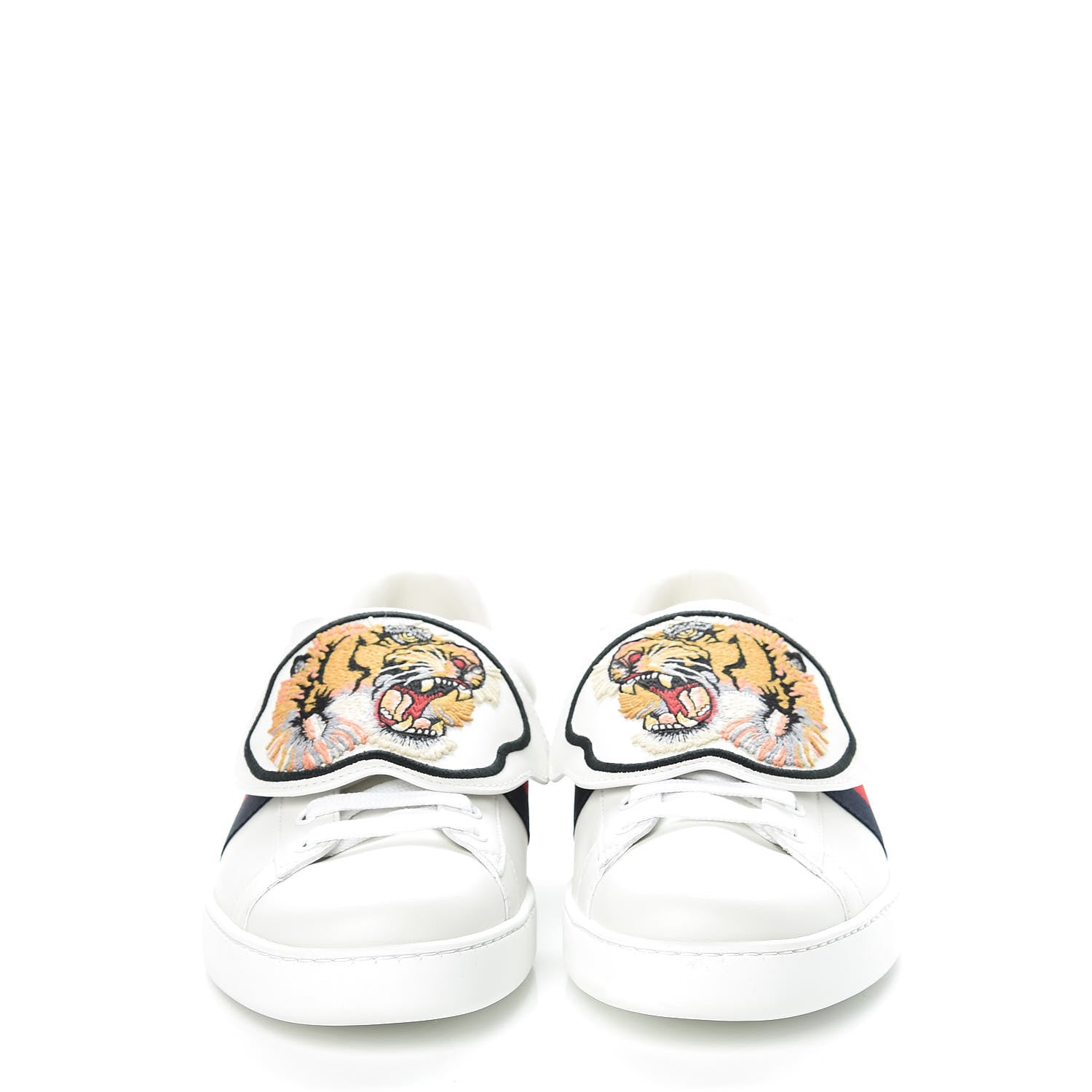 Gucci Calfskin Ayers Web Tiger Embroidered Mens Ace Sneakers 11.5 White 2 of 9
