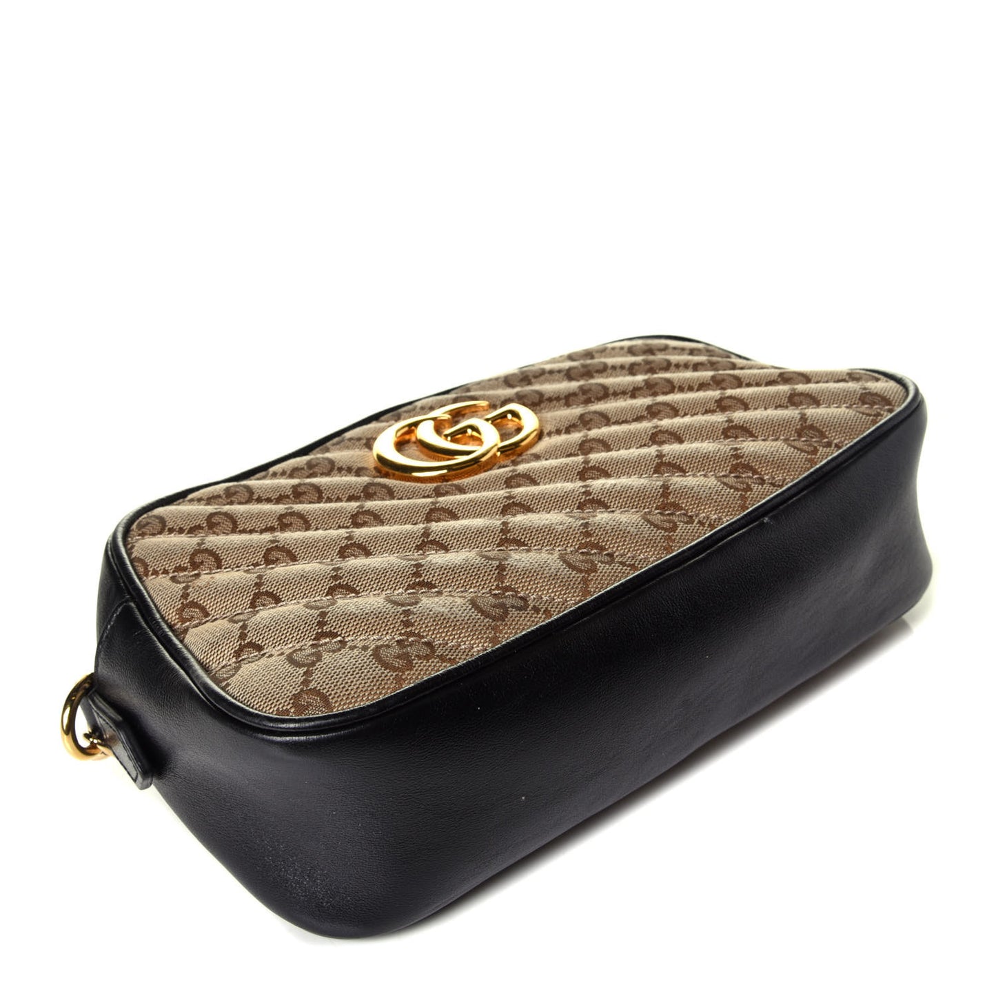 Monogram Matelasse Diagonal Small GG Marmont Chain Shoulder Bag Beige Black
