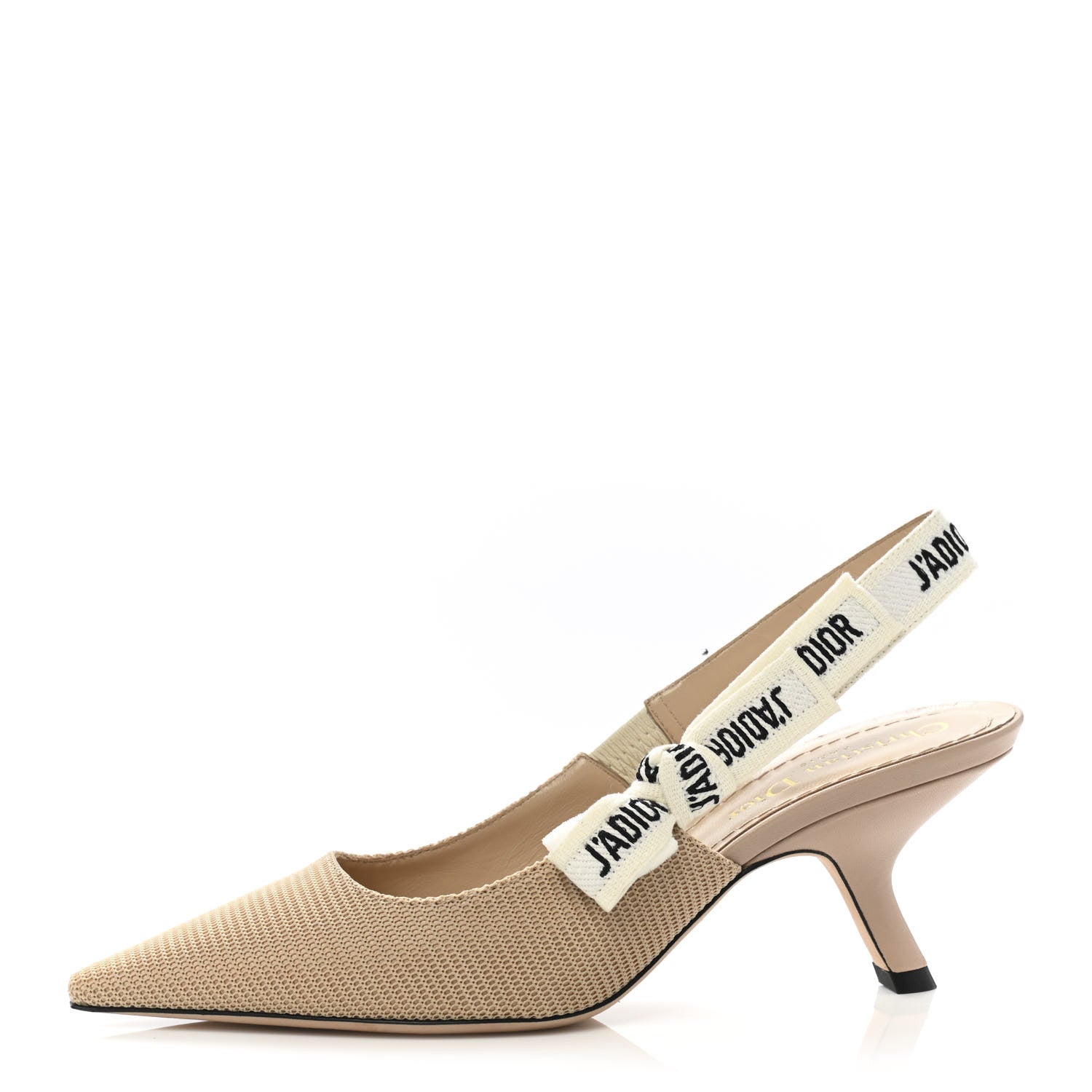 Christian Dior Technical Canvas Ribbon J Adior Slingback 65mm Pumps 36.5 Powder Nude 1 of 9