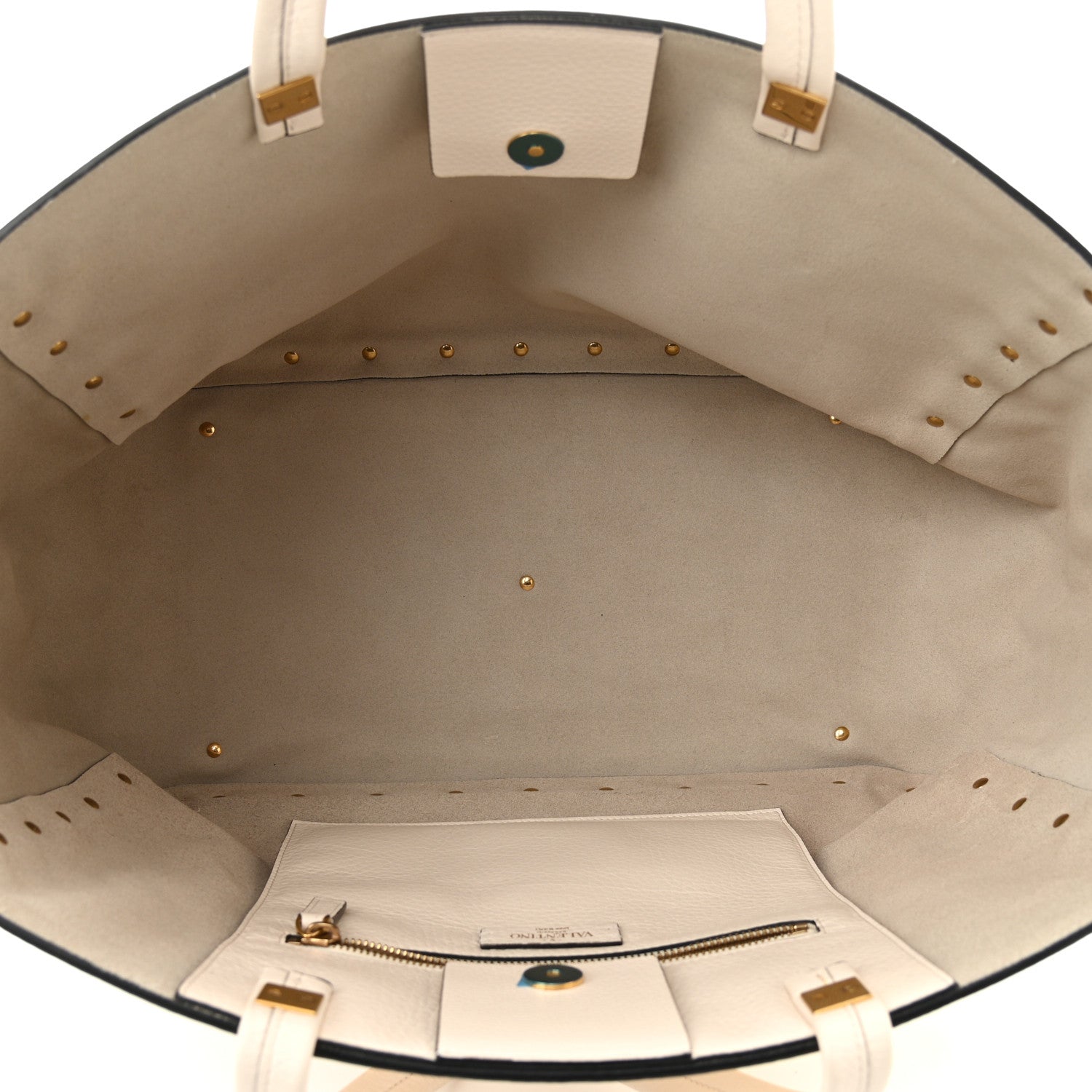 Valentino Garavani Grained Calfskin Roman Stud Tote Light Ivory 4 of 8