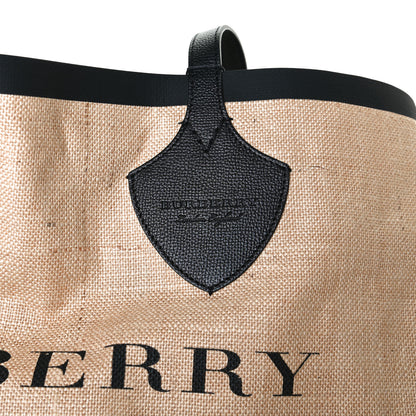 Burberry Raffia Logo Print Medium The Giant Reversible Tote Black 6 of 11