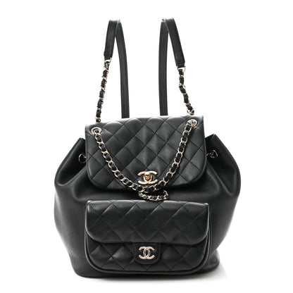 Chanel Lambskin Quilted Large Duma Drawstring Backpack Black 1 of 11