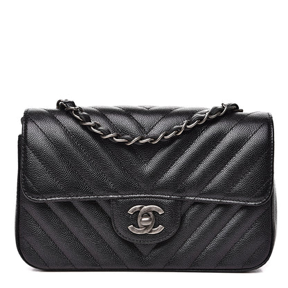 Chanel Iridescent Caviar Chevron Quilted Mini Rectangular Flap Black 1 of 10
