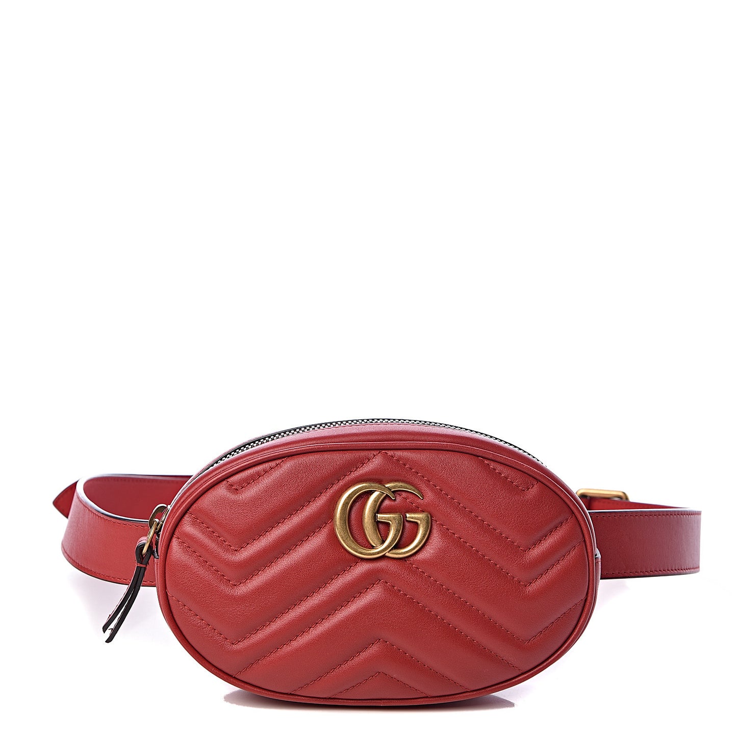 Calfskin Matelasse GG Marmont Belt Bag 95 38 Hibiscus Red