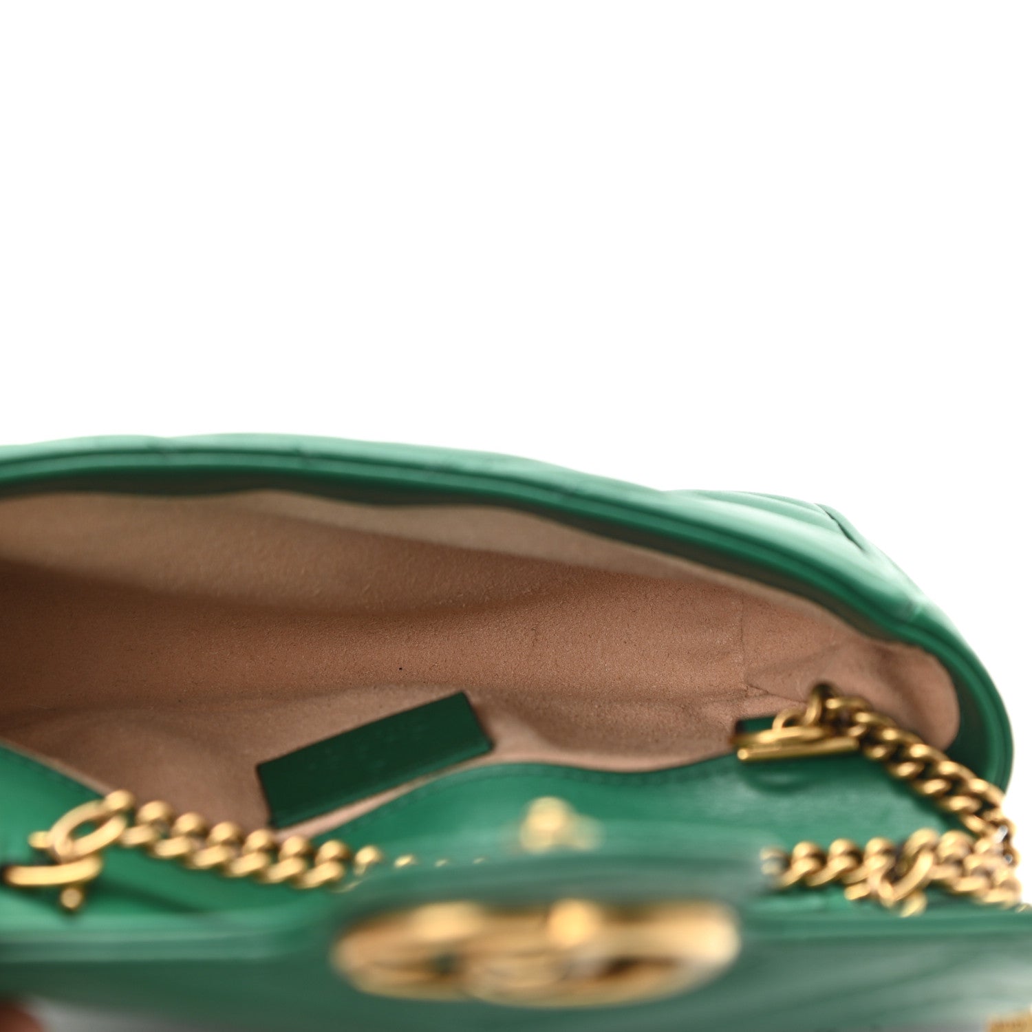Gucci Calfskin Matelasse Super Mini GG Marmont Shoulder Bag Emerald Green 5 of 11