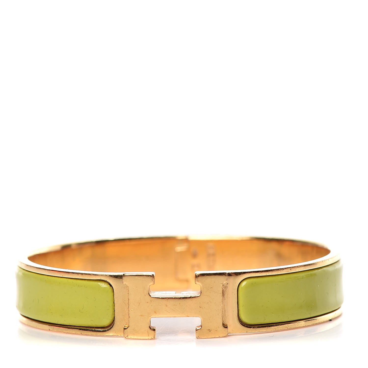 Hermes Enamel Narrow Clic Clac H Bracelet PM Vert Prairie 1 of 5