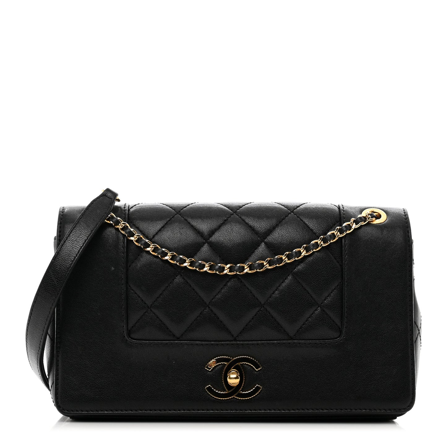 Sheepskin Quilted Small Vintage Mademoiselle Flap Black