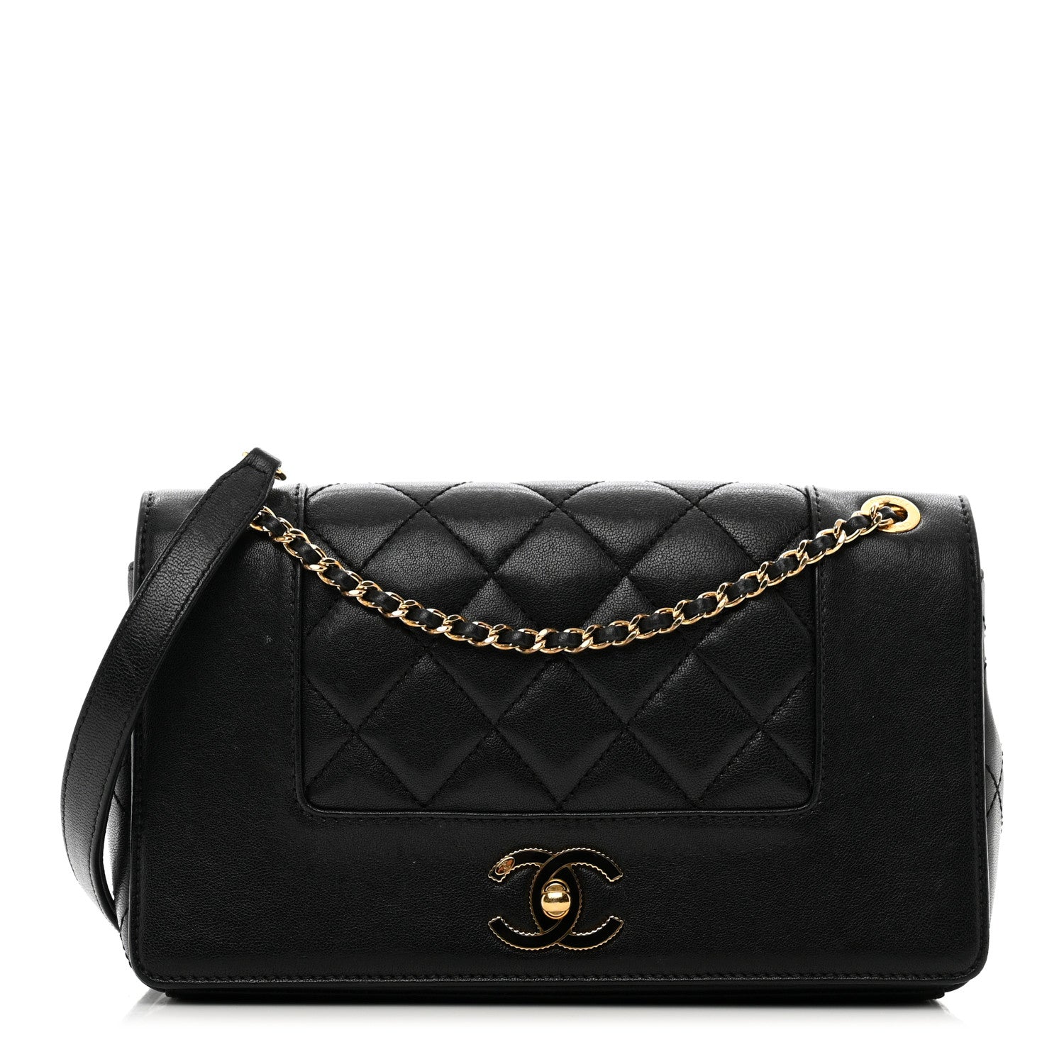 Chanel Sheepskin Quilted Small Vintage Mademoiselle Flap Black 1 of 12