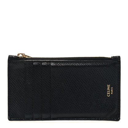 Celine Grained Calfskin Zipped Card Holder Black 1 of 7