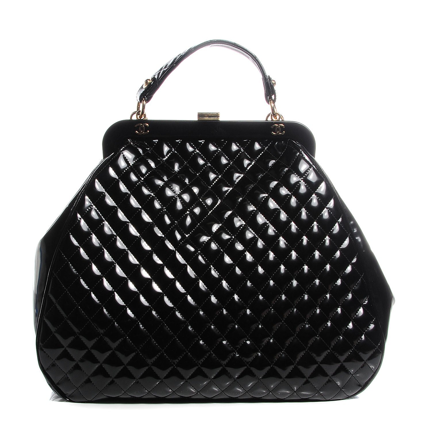 Chanel Glazed Calfskin Quilted Mademoiselle Large Frame Bag Black 1 of 7