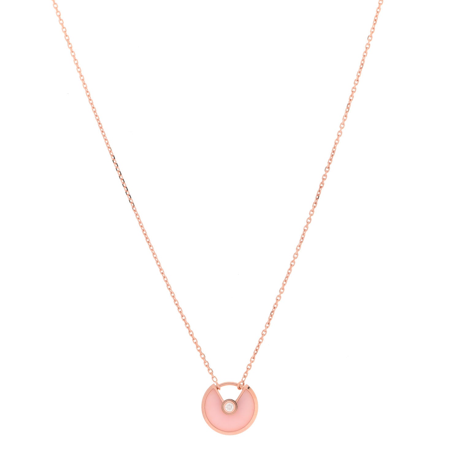 Cartier 18K Pink Gold Diamond Pink Opal XS Amulette de Cartier Pendant Necklace 1 of 5