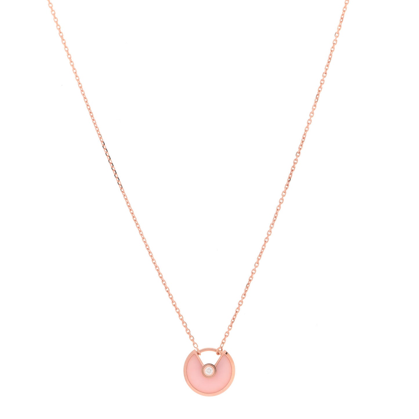 18K Pink Gold Diamond Pink Opal XS Amulette de Cartier Pendant Necklace