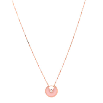 Cartier 18K Pink Gold Diamond Pink Opal XS Amulette de Cartier Pendant Necklace 1 of 5